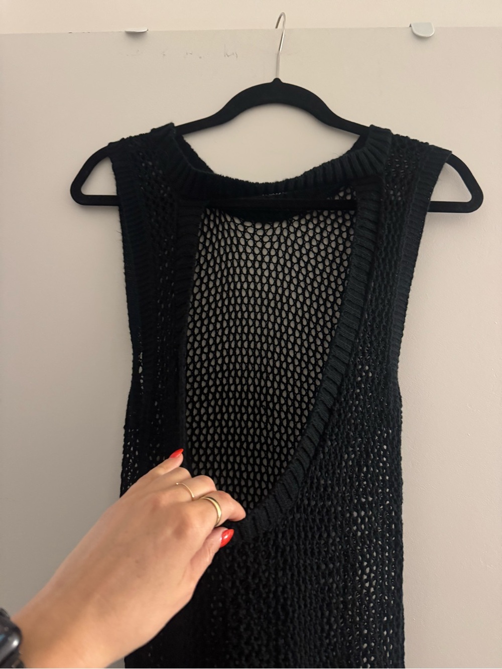Black Mesh Knit Bikini Cover up